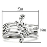 3W135 - Rhodium Brass Ring with AAA Grade CZ in Clear - Alamode - Flyclothing LLC