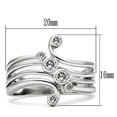 3W135 - Rhodium Brass Ring with AAA Grade CZ in Clear - Alamode - Flyclothing LLC
