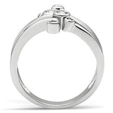 3W135 - Rhodium Brass Ring with AAA Grade CZ  in Clear - Alamode