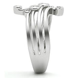 3W135 - Rhodium Brass Ring with AAA Grade CZ  in Clear - Alamode