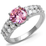 3W1361 - Rhodium Brass Ring with AAA Grade CZ  in Rose - Alamode