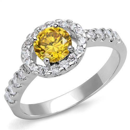 3W1362 - Rhodium Brass Ring with AAA Grade CZ in Topaz - Alamode - Flyclothing LLC