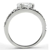 3W136 - Rhodium Brass Ring with AAA Grade CZ  in Clear - Alamode
