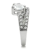 3W136 - Rhodium Brass Ring with AAA Grade CZ  in Clear - Alamode