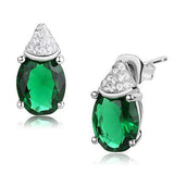 3W1371 - Rhodium 925 Sterling Silver Earrings with Synthetic Synthetic Glass in Blue Zircon - Alamode - Flyclothing LLC