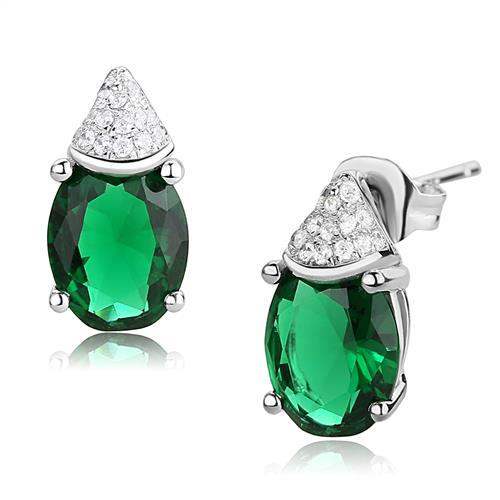 3W1371 - Rhodium 925 Sterling Silver Earrings with Synthetic Synthetic Glass in Blue Zircon - Alamode - Flyclothing LLC