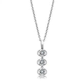 3W1373 - Rhodium 925 Sterling Silver Chain Pendant with AAA Grade CZ in Clear - Alamode - Flyclothing LLC