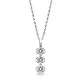 3W1373 - Rhodium 925 Sterling Silver Chain Pendant with AAA Grade CZ  in Clear - Alamode
