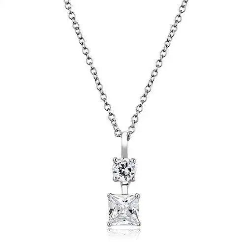 3W1374 - Rhodium 925 Sterling Silver Chain Pendant with AAA Grade CZ in Clear - Alamode - Flyclothing LLC