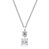 3W1374 - Rhodium 925 Sterling Silver Chain Pendant with AAA Grade CZ  in Clear - Alamode