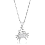 3W1377 - Rhodium 925 Sterling Silver Chain Pendant with AAA Grade CZ in Clear - Alamode - Flyclothing LLC