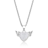 3W1378 - Rhodium 925 Sterling Silver Chain Pendant with AAA Grade CZ in Clear - Alamode - Flyclothing LLC