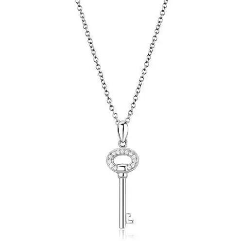3W1379 - Rhodium 925 Sterling Silver Chain Pendant with AAA Grade CZ  in Clear - Alamode