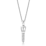 3W1381 - Rhodium 925 Sterling Silver Chain Pendant with AAA Grade CZ in Clear - Alamode - Flyclothing LLC