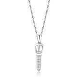 3W1381 - Rhodium 925 Sterling Silver Chain Pendant with AAA Grade CZ  in Clear - Alamode
