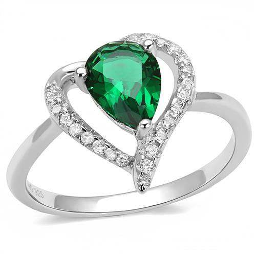 3W1384 - Rhodium 925 Sterling Silver Ring with Synthetic Synthetic Glass in Blue Zircon - Alamode - Flyclothing LLC