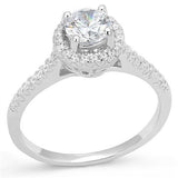 3W1386 - Rhodium 925 Sterling Silver Ring with AAA Grade CZ  in Clear - Alamode