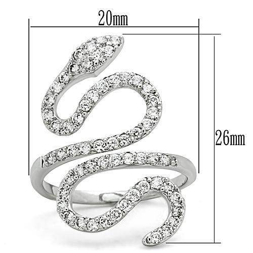 3W138 - Rhodium Brass Ring with AAA Grade CZ in Clear - Alamode - Flyclothing LLC