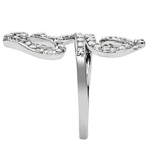 3W138 - Rhodium Brass Ring with AAA Grade CZ in Clear - Alamode - Flyclothing LLC