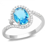 3W1393 - Rhodium 925 Sterling Silver Ring with Synthetic Spinel in London Blue - Alamode - Flyclothing LLC