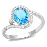 3W1393 - Rhodium 925 Sterling Silver Ring with Synthetic Spinel in London Blue - Alamode