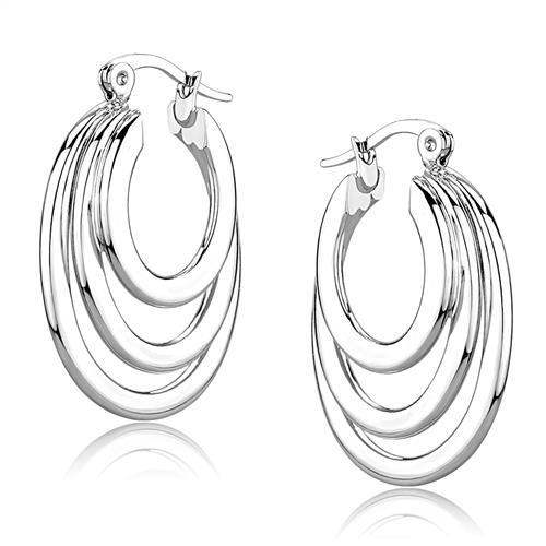 3W1394 - Rhodium Brass Earrings with No Stone - Alamode - Flyclothing LLC