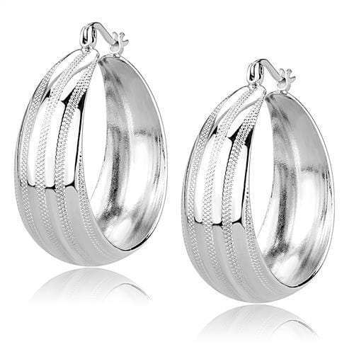 3W1396 - Rhodium Brass Earrings with No Stone - Alamode - Flyclothing LLC