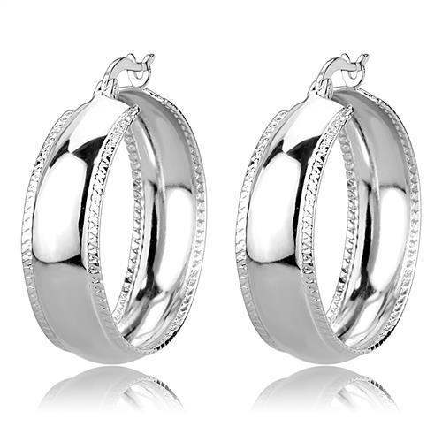3W1398 - Rhodium Brass Earrings with No Stone - Alamode - Flyclothing LLC