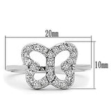 3W139 - Rhodium Brass Ring with AAA Grade CZ  in Clear - Alamode