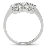 3W139 - Rhodium Brass Ring with AAA Grade CZ  in Clear - Alamode