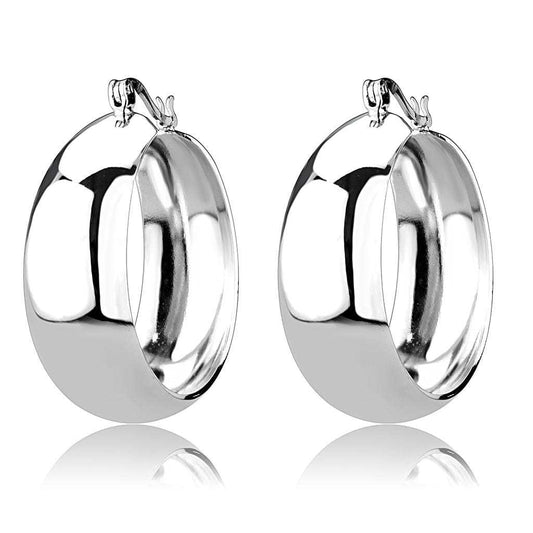 3W1400 - Rhodium Brass Earrings with No Stone - Alamode - Flyclothing LLC