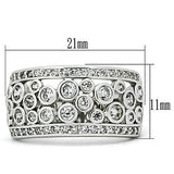 3W141 - Rhodium Brass Ring with AAA Grade CZ  in Clear - Alamode