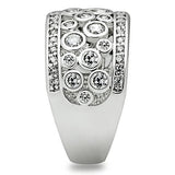 3W141 - Rhodium Brass Ring with AAA Grade CZ  in Clear - Alamode