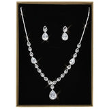 3W1427 - Rhodium Brass Jewelry Sets with AAA Grade CZ in Clear - Alamode - Flyclothing LLC