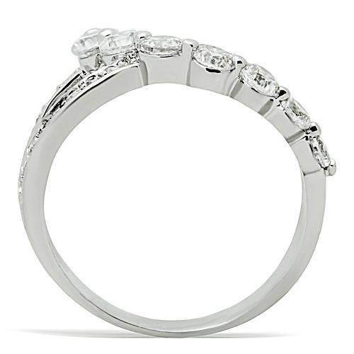 3W142 - Rhodium Brass Ring with AAA Grade CZ in Clear - Alamode - Flyclothing LLC