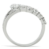 3W142 - Rhodium Brass Ring with AAA Grade CZ  in Clear - Alamode