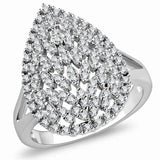 3W1436 - Rhodium Brass Ring with AAA Grade CZ  in Clear - Alamode