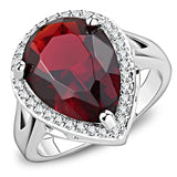 3W1438 - Rhodium Brass Ring with Synthetic Synthetic Glass in Siam - Alamode