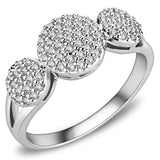 3W1440 - Rhodium Brass Ring with AAA Grade CZ  in Clear - Alamode