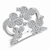 3W1447 - Rhodium Brass Ring with AAA Grade CZ  in Clear - Alamode