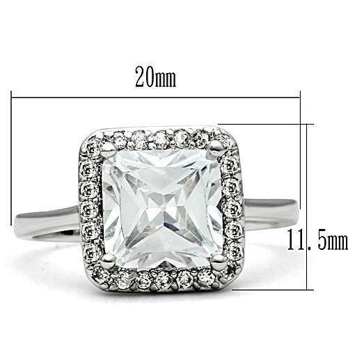 3W144 - Rhodium Brass Ring with AAA Grade CZ in Clear - Alamode - Flyclothing LLC