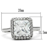 3W144 - Rhodium Brass Ring with AAA Grade CZ in Clear - Alamode - Flyclothing LLC