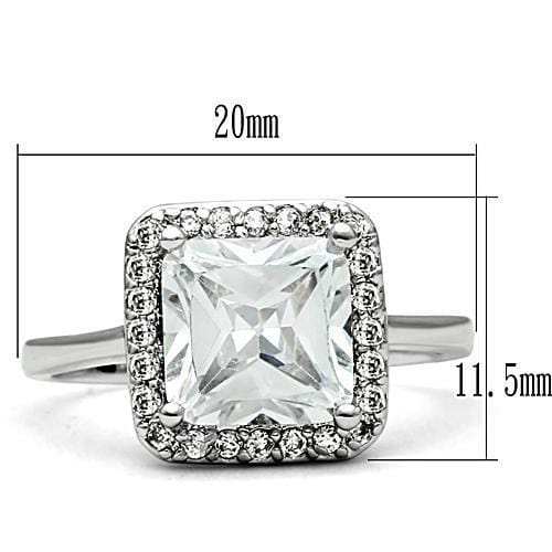 3W144 - Rhodium Brass Ring with AAA Grade CZ in Clear - Alamode - Flyclothing LLC