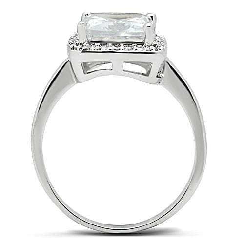 3W144 - Rhodium Brass Ring with AAA Grade CZ in Clear - Alamode - Flyclothing LLC