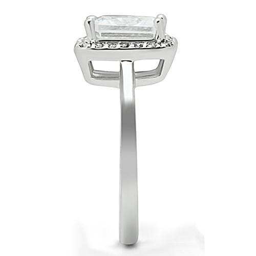 3W144 - Rhodium Brass Ring with AAA Grade CZ in Clear - Alamode - Flyclothing LLC