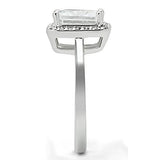 3W144 - Rhodium Brass Ring with AAA Grade CZ  in Clear - Alamode
