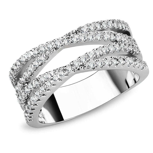 3W1450 - Rhodium Brass Ring with AAA Grade CZ in Clear - Alamode - Flyclothing LLC