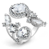 3W1454 - Rhodium Brass Ring with AAA Grade CZ in Clear - Alamode - Flyclothing LLC