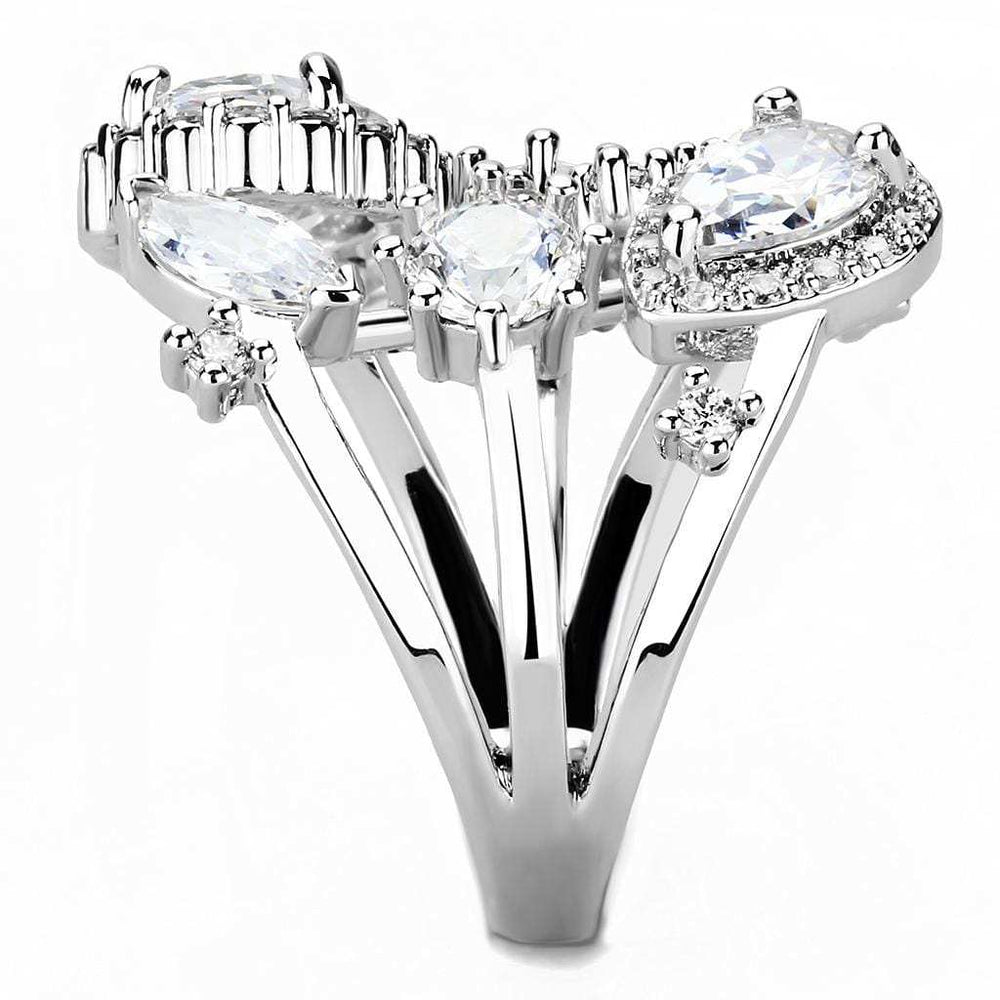 3W1454 - Rhodium Brass Ring with AAA Grade CZ in Clear - Alamode - Flyclothing LLC