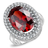 3W1455 - Rhodium Brass Ring with AAA Grade CZ  in Garnet - Alamode